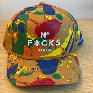 Field Grade No F*cks Given Paint Splatter Snapback Hat Tan Multicolor Mens Cap‎